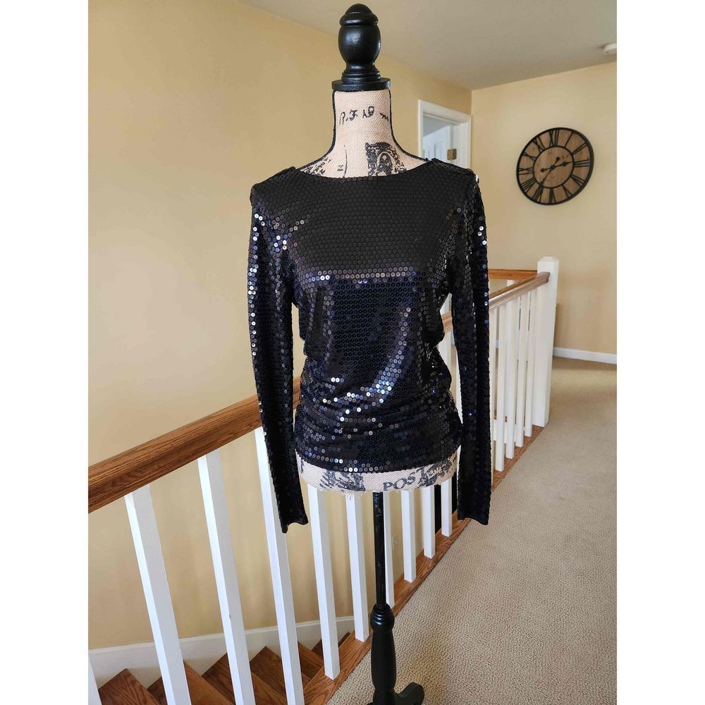 Michael Kors Sequined Top, Black, Sz Small